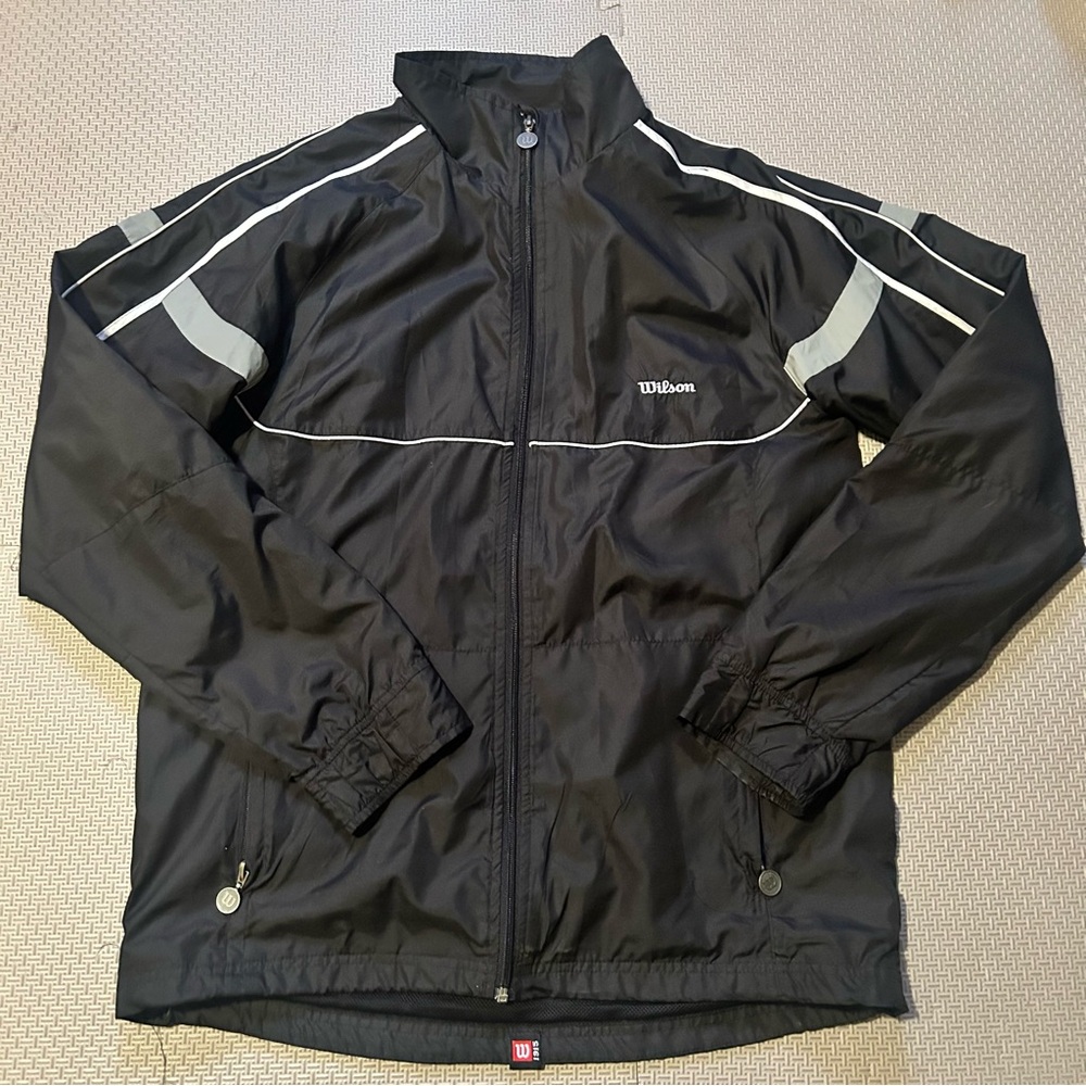 Wilson Black Lightweight Track Jacket for Men. Size Medium
